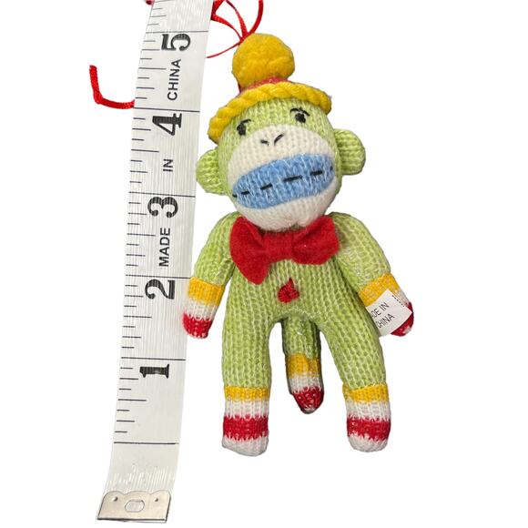 Vintage 90's 1997 Christmas Ornament Sock Monkey Collectible 4" Green Red Blue Y - Picture 12 of 14